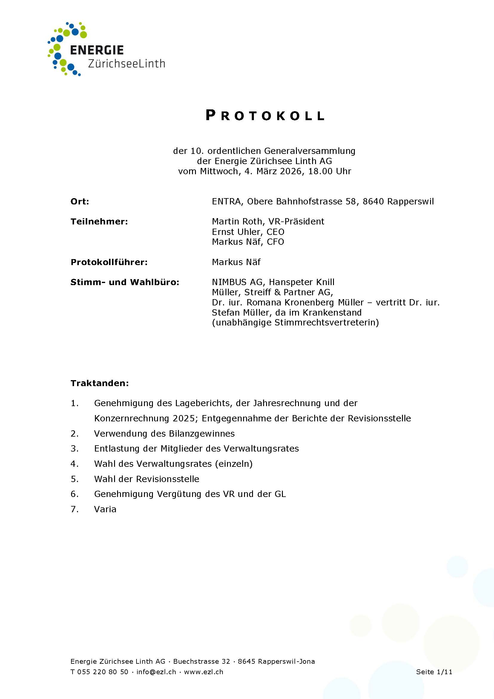 EZL GV Protokoll vom 5. Marz 2025 Seite 1